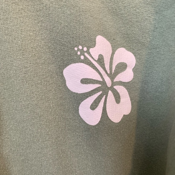 Green sweatshirt with pink flowers.
Womens large.
Great condition. - Picture 3 of 4